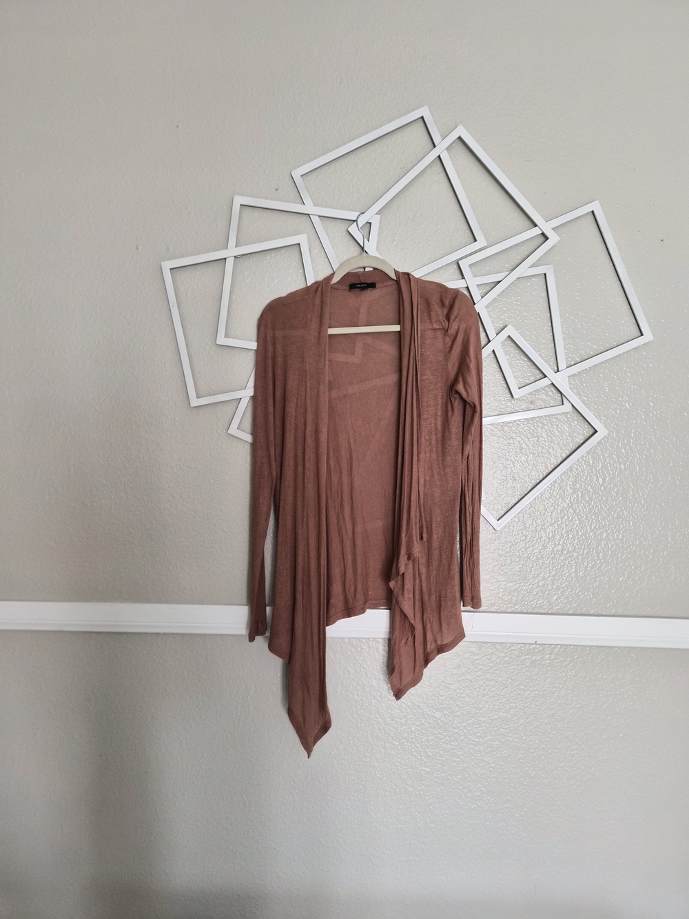 Open-Front Draped Cardigan in Dusty Rose